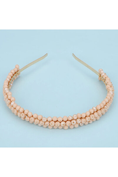 Raizel Cordeluta / Bentita aurie, cu margele crem, Peach Bloom