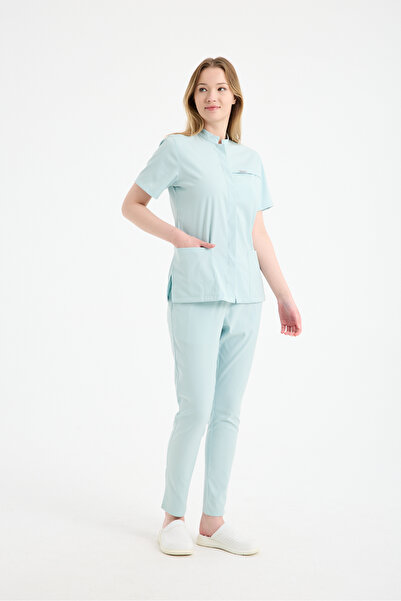 CAREX Scrubs Kadın Hakim Yaka Doktor Üniforması Üst Forma – Likralı Medikal G...