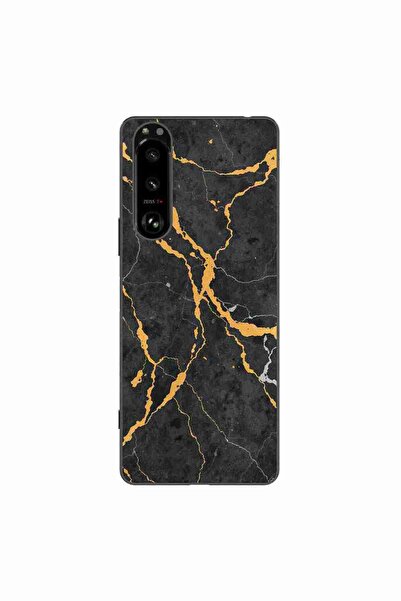 OEM Husa compatibila cu Sony Xperia 5 III Silicon Gel Tpu Model Noir Gold Marble