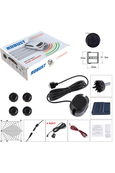 PİNUKS ROBUST-RPS1004 مستشعر وقوف السيارات مع تنبيه صوتي 22 ملم أسود مستورد ع...