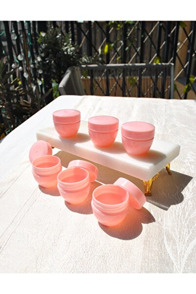Qualitev 6 Pcs Pink Plastic 10ml Cream Jar Small 4cm Mini Travel Jewelry Jar