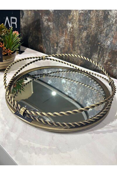 KARCILAR HOME STORE 36 x 36 cm eskitme aynalı söz obje sunum tepsisi