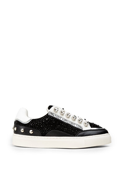 Deery Women's Genuine Suede Black Stone Detailed Sneaker