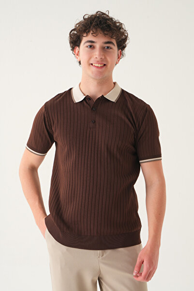 Gambocci Regular Fit Polo Neck T-Shirt |   Knitwear Different Collar Casual M...