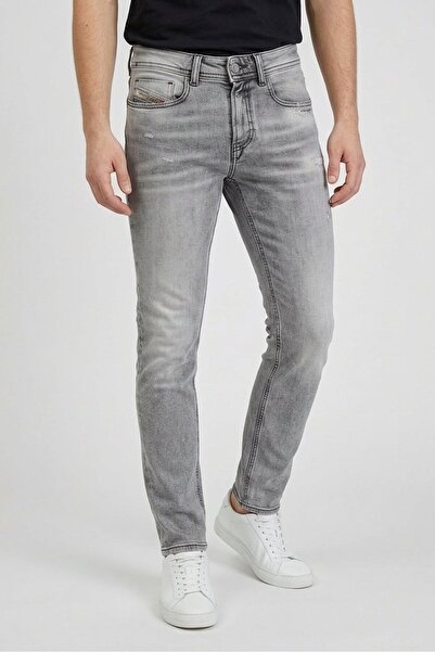 Diesel Men Regular Fit Rip Stretchable Denim, Grey