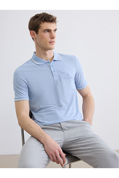 LC Waikiki Nevavm with a Difference Polo Collar Short Sleeve Pleated Men's T-...