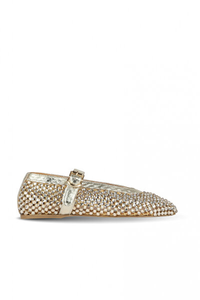 BUENO Gold Stone Leather Women's Ballerinas