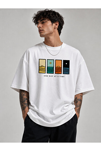 Modivibe Erkek Oversize Baskılı %100 Pamuk T-Shirt