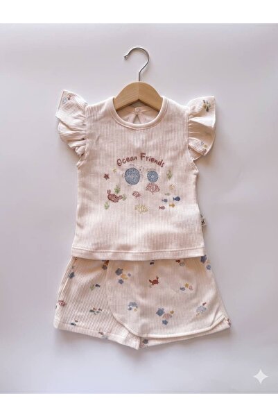 KapsülBebek 100% Organic Cotton Ruffled Summer 2-Piece Baby Girl Set