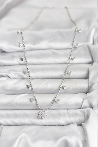 Generic Brand Mey Import ®   Brass Silver Color Zircon Stone Flower Model Women's Necklace