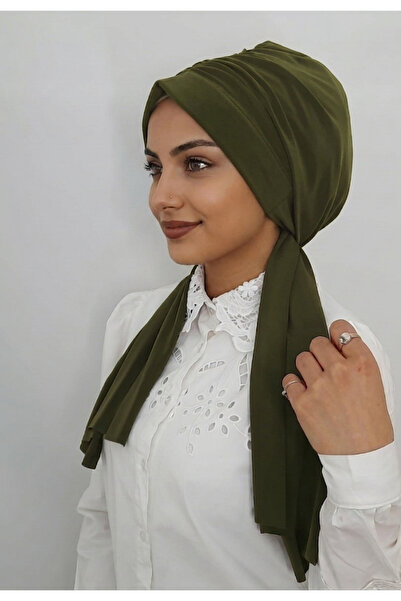AHRAR tesettür Design Dubai Hijab Ready-Made Bone Shawl Khaki