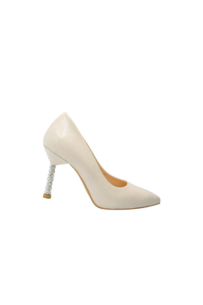 Kordel Elegant shoes, with stiletto heel with charms, cream, made of leather