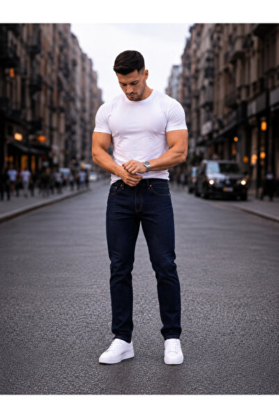 Fashion İstanbul Men's Lycra Slim Skinny Fit Lycra Jeans Pants Water Blue Jean