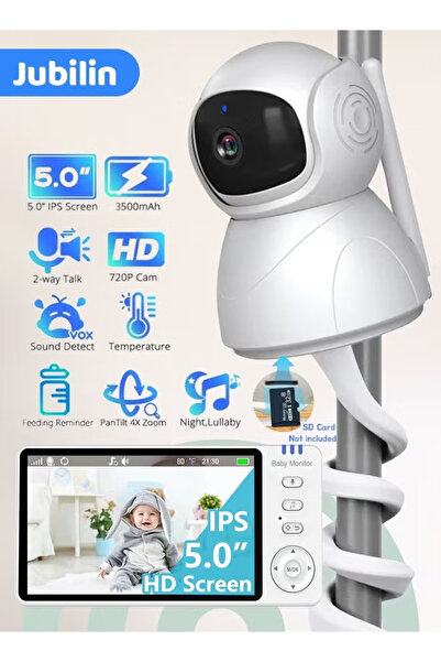 Jubilin 5.0" Baby Monitor With Video Saving Function, 720P Screen Baby Monito...