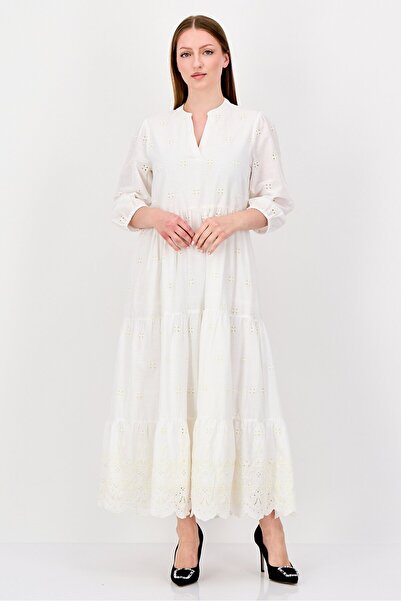 Rufaya Women Eyelet Maxi Dress, White