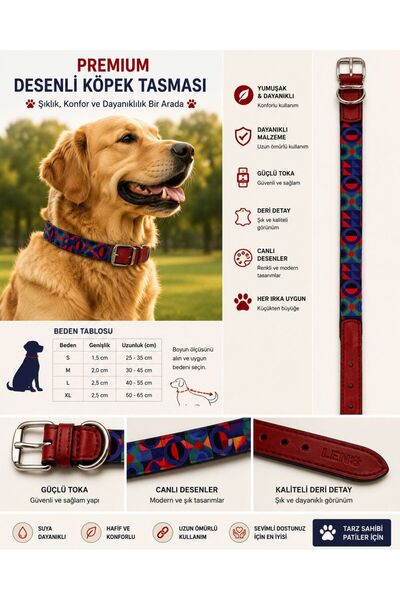 DESENLİ PREMIUM YUMUŞAK DOKU KÖPEK TASMA