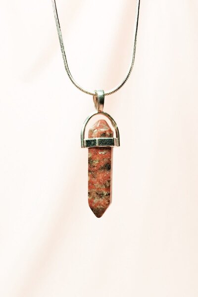 Generic Brand Bloodstone Natural Stone Chain Handmade Designed Pendant: 3.5 c...