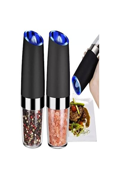 Ruhhy Set de 2 râșnițe electrice cu mecanism ceramic, pentru sare, piper și i...