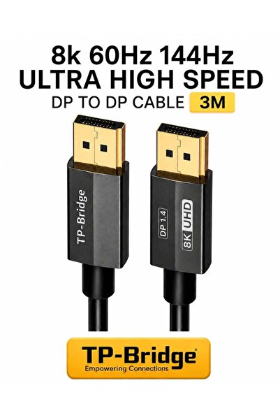 TP-BRIDGE كابل DisplayPort إلى DisplayPort بطول 3 أمتار - فائق السرعة DP 1.4،...