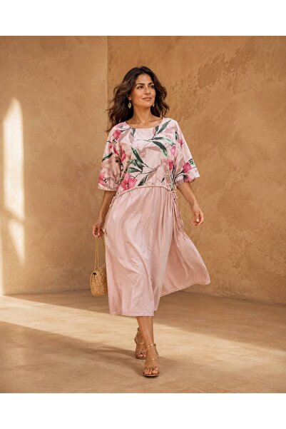 Punta Otantik Pts915400 Belted Rope Detailed Top Floral Pattern Coton Italian...