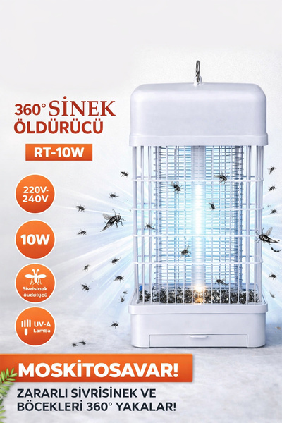 TECHNOMEN 360° UV Işıklı Sinek ve Sivrisinek Öldürücü RT-10W Güçlü 10W UVA La...