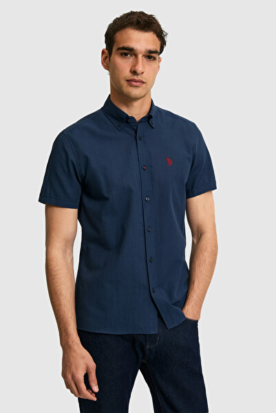U.S. Polo Assn. Erkek Lacivert Kısa Kollu Gömlek 50324727-VR033
