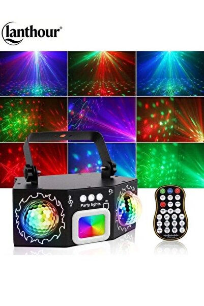 lanthour ضوء حفلات على شكل كرة ديسكو مزدوجة - ضوء ستروب RGB يعمل بالصوت، مناس...