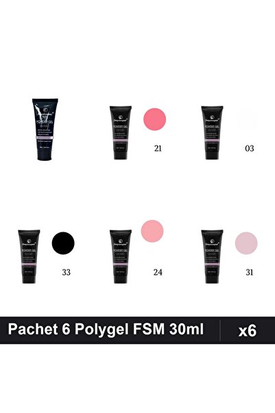 FSM Set 6 Polygel 30ml - Nr.03, Nr.21, Nr.22, Nr.24, Nr.31, Nr.33