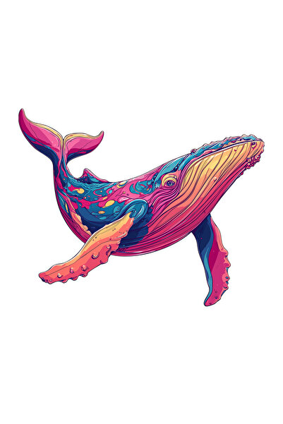 MegaSticker Colorful Big Whale Sticker Car, Motorcycle, Helmet, Laptop, Glass...