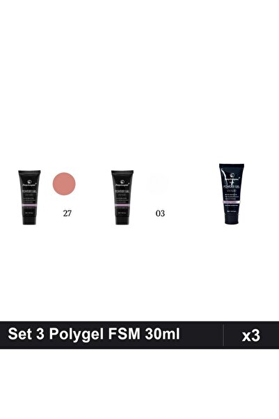 FSM Set 3 Polygel 30ml - Nr.27, Nr.03, Nr.15 - Constructie Unghii