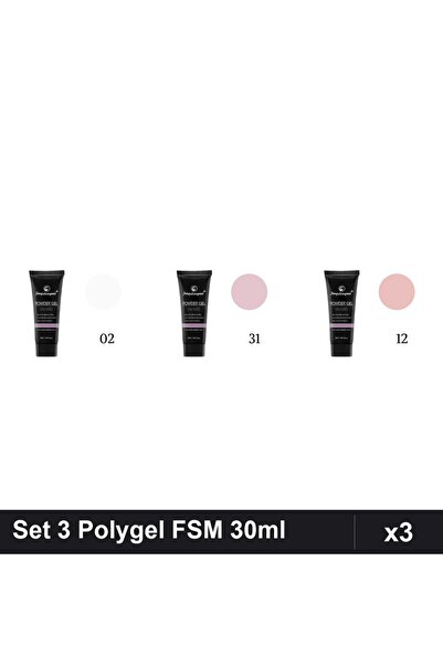 FSM Set 3 Polygel 30ml - Nr.02, Nr.31, Nr.12 - Constructie Unghii