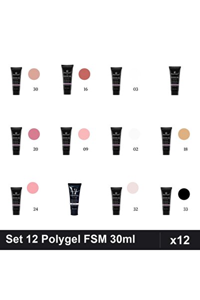 FSM Set 12 Polygel 30ml - Nr.01 Nr.03 Nr.09 Nr.16 Nr.20 Nr.27 - Constructie U...