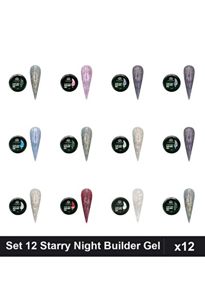 global fashion Set 12 Starry Night Builder Gel 15g - Nr.01 Nr.02 Nr.03 Nr.05 ...