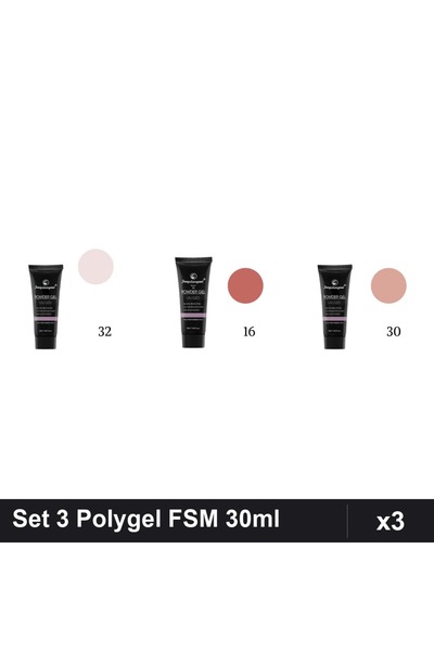 FSM Set 3 Polygel 30ml - Nr.32, Nr.16, Nr.30 - Constructie Unghii