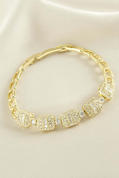Generic Brand Square Zircon Stone Luxury Steel Bracelet