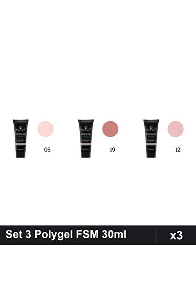 FSM Set 3 Polygel 30ml - Nr.05, Nr.19, Nr.12 - Construcție Unghii