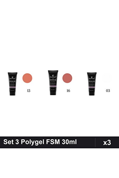 FSM Set 3 Polygel 30ml - Nr.13, Nr.16, Nr.03 - Constructie Unghii