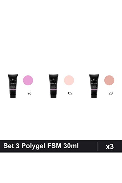 FSM Set 3 Polygel 30ml - Nr.26, Nr.05, Nr.28 - Constructie Unghii