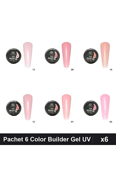 global fashion Set 6 Color Builder Gel UV 15g - Nr.05 Nr.07 Nr.08 Nr.10 Nr.12...