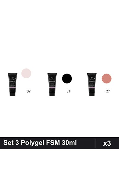 FSM Set 3 Polygel 30ml - Nr.32, Nr.33, Nr.27 - Construcție Unghii