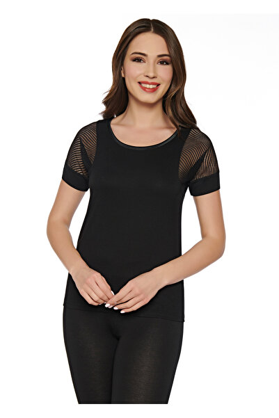 Lüks Belinay 8048 Slim Fit File Detaylı Kadın T-shirt