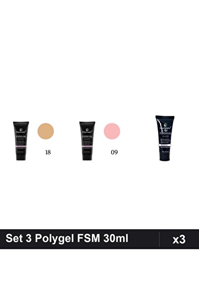FSM Set 3 Polygel 30ml - Nr.18, Nr.09, Nr.23 - Constructie Unghii