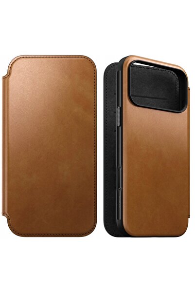 Nomad Husă modernă din piele - husă tip carte din piele pentru iPhone 17 Pro,...