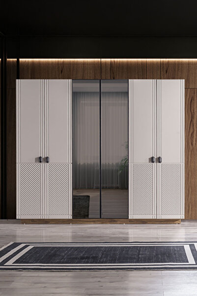 Edsy İndes Luna 6 Kapaklı Aynalı Gardırop