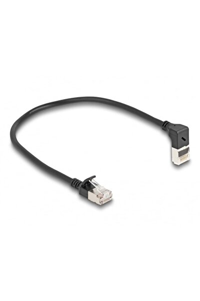 DELOCK Cablu de rețea RJ45 Cat.6A S/FTP Subțire 90° 0,25m negru
