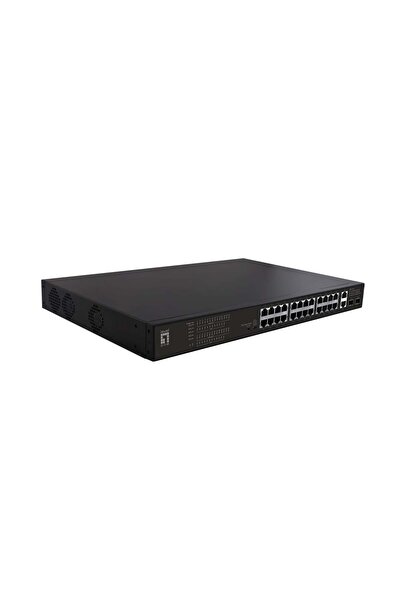 LEVEL ONE Switch PoE+ LevelOne 24xFE PoE/2xGE/2xSFP 390W 19 " Unmanaged Metalic