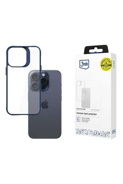3MK Husă tip armură din satin + iPhone 15 Albastru