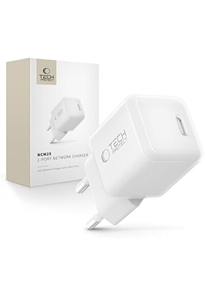 Tech-Protect NCM25 ÎNCĂRCĂTOR DE REȚEA CU 1 PORT PD 25W ALB