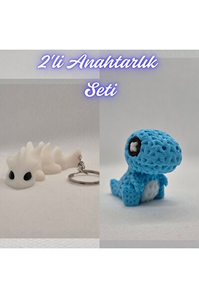 3DAtölyeMaker White Flexible Dragon and Light Blue Knitted Pattern Moving Din...