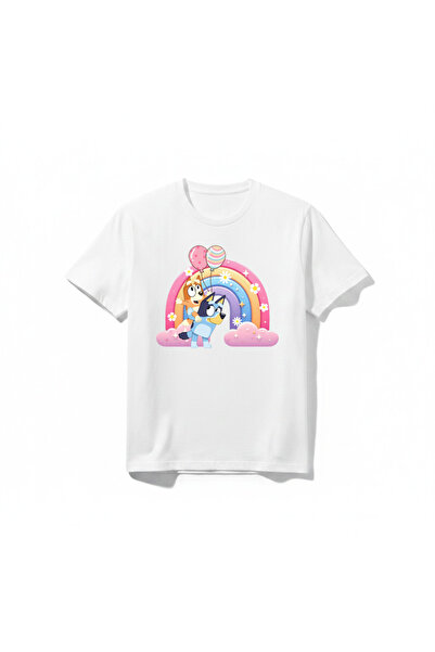 URBANTRENDSTORE Bluey Gökkuşağı Temalı Özel Tasarım Unisex Kız Çocuk Erkek Ço...